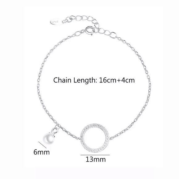 Sterling Silver Diamond Pearl Bracelet - Picture 2 of 2